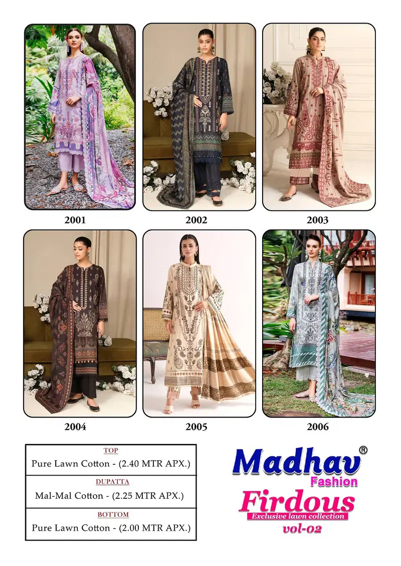 Firdous Vol 02 by Madhav Karachi Cotton Dress Material Collection